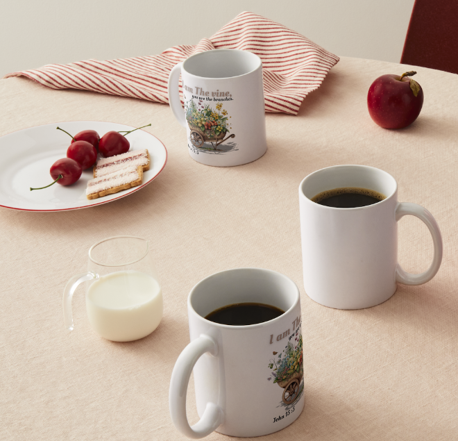 White mug _ John 15 : 5