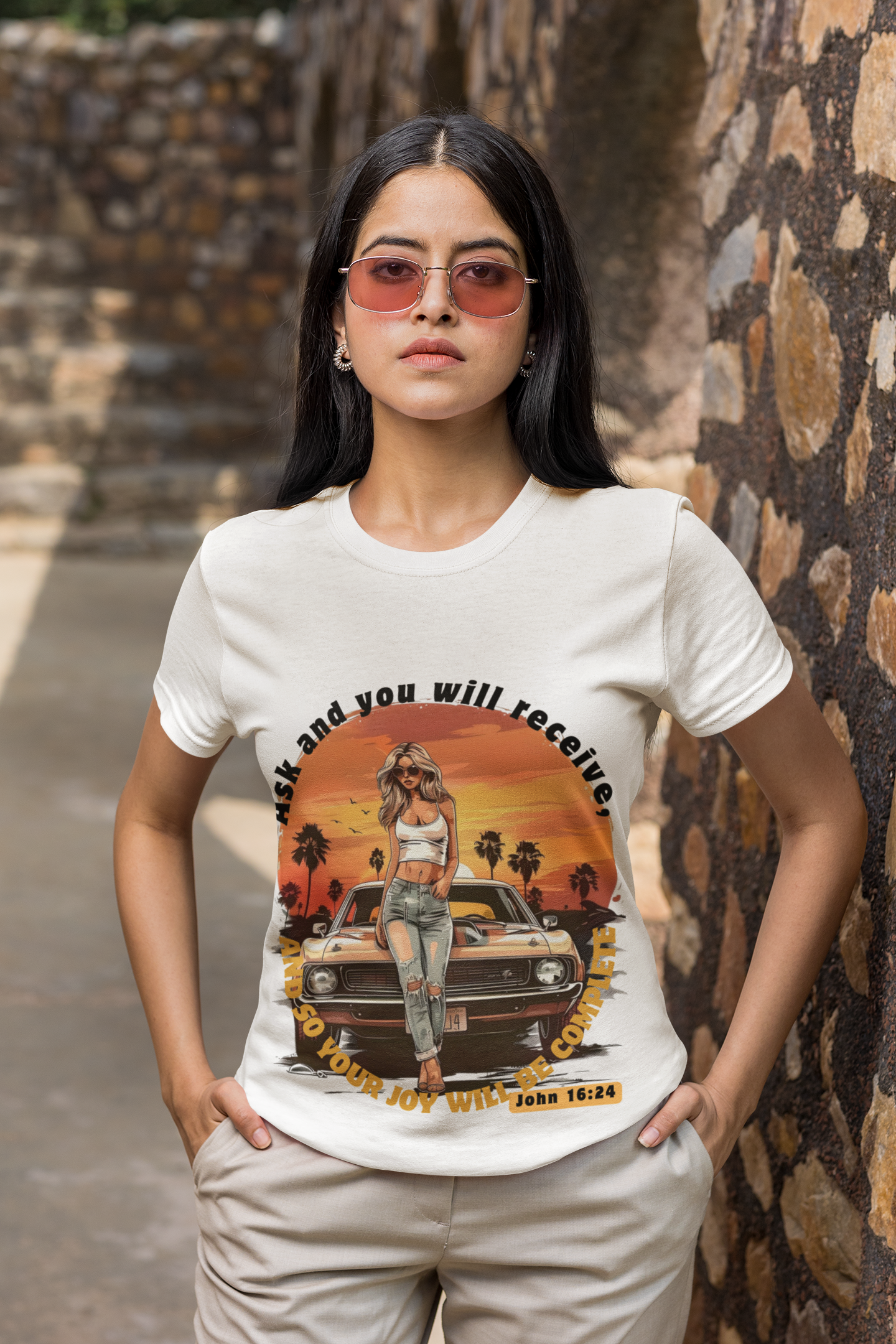 T-Shirts - Breathable Round Neck _John 16: 24