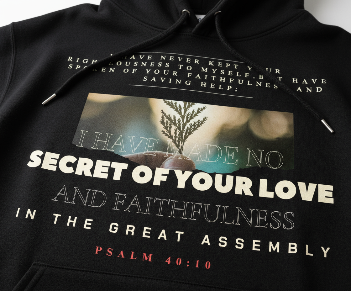 Black Ladies 's Oversized Hoodie - Psalm 40:10 Bible Verse Design