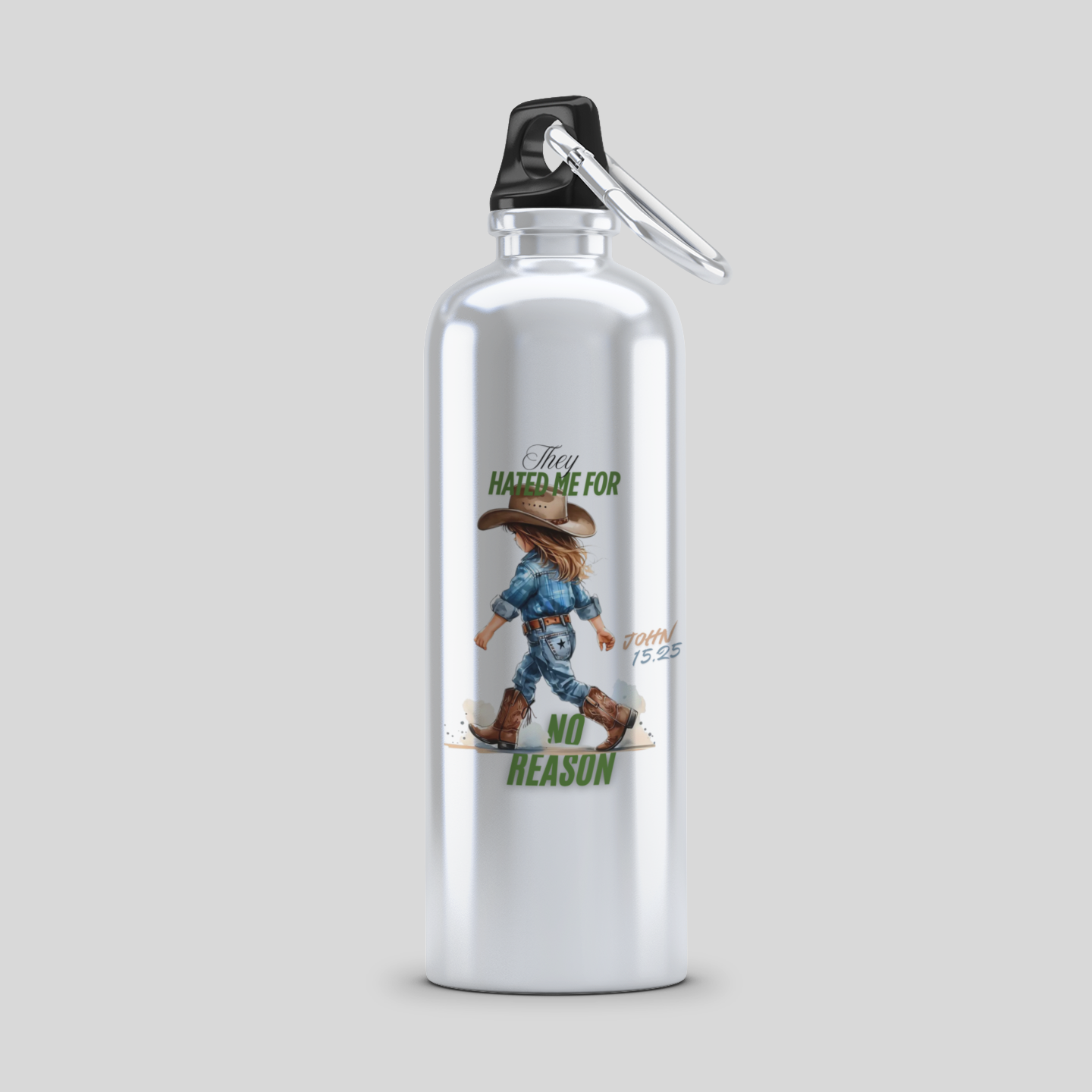 Water Bottle With Screw Carabiner Hook _John 15:25