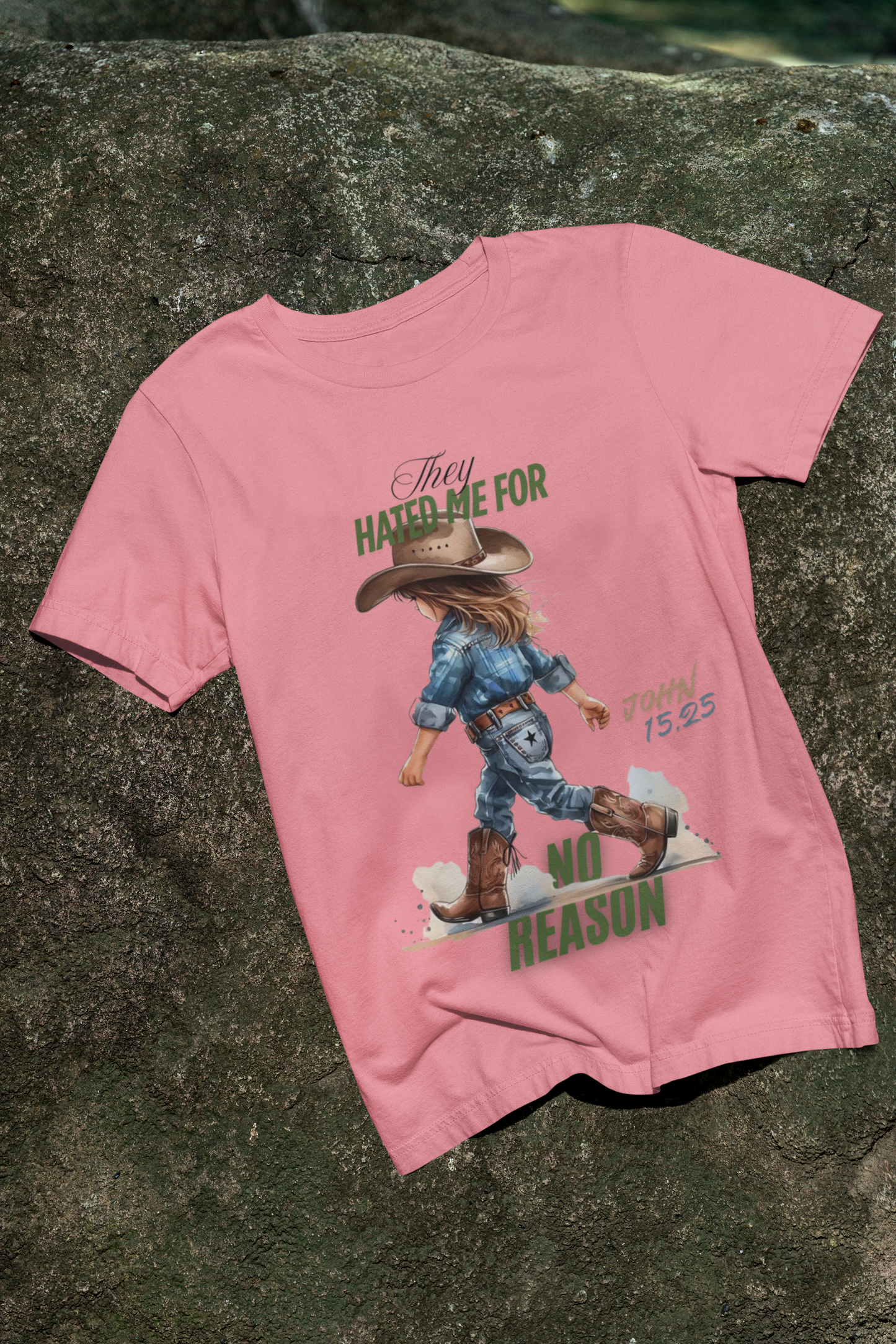 Women's Fashion Pure Cotton Round Neck T-Shirt_John 15 :25