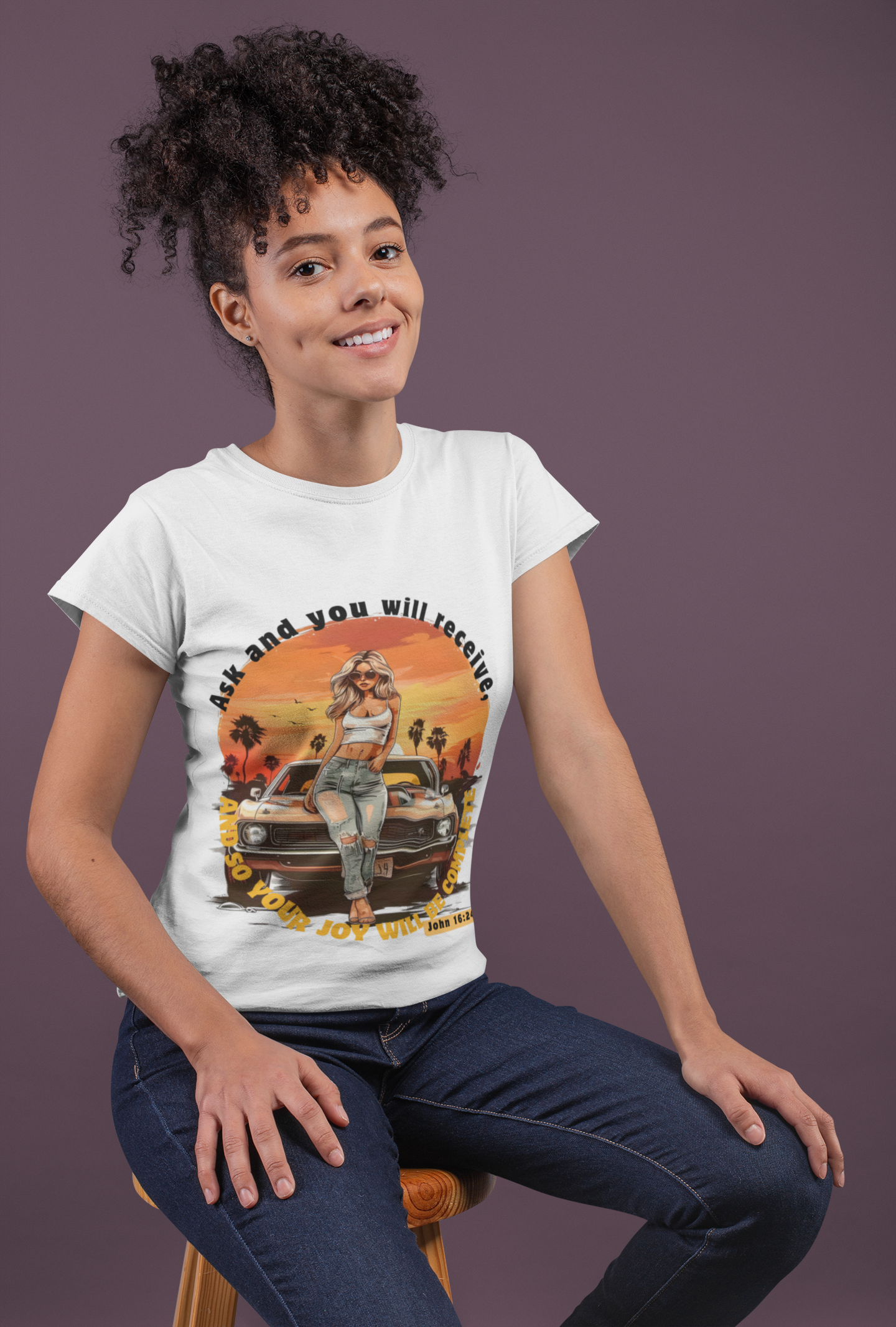 T-Shirts - Breathable Round Neck _John 16: 24
