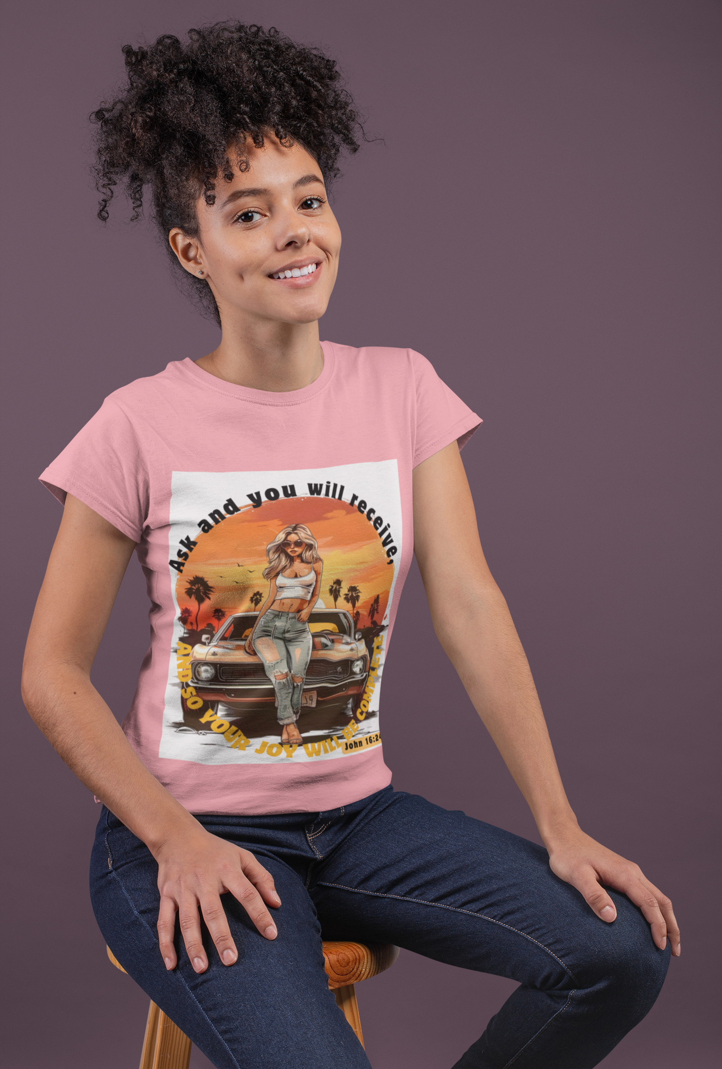 T-Shirts - Breathable Round Neck _John 16: 24
