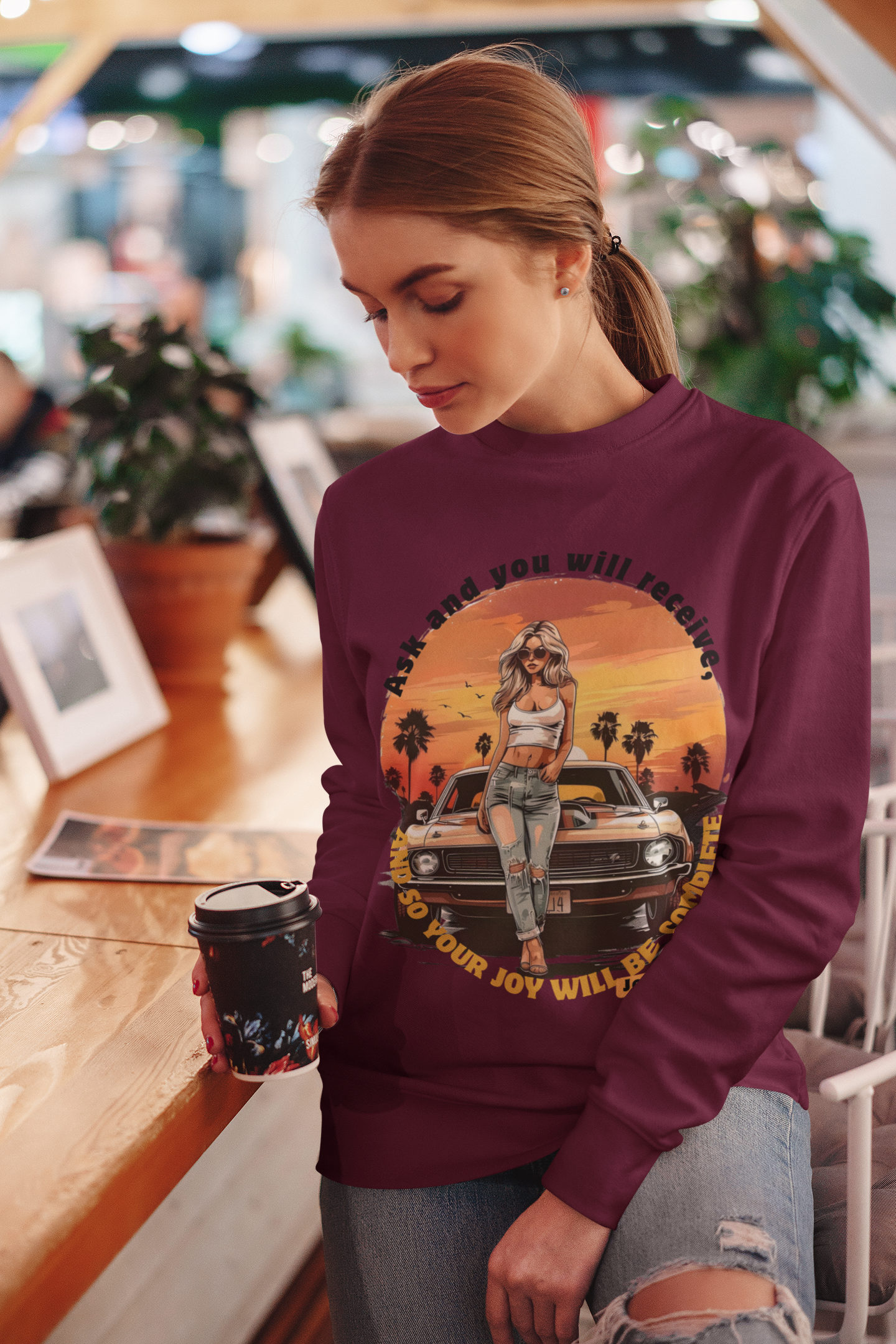 Women's Christian Sweater_ John 16:24 - Ask and You Will Receive