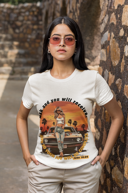 T-Shirts - Breathable Round Neck _John 16: 24