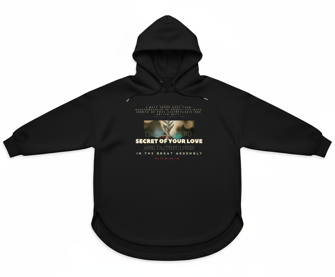 Black Ladies 's Oversized Hoodie - Psalm 40:10 Bible Verse Design