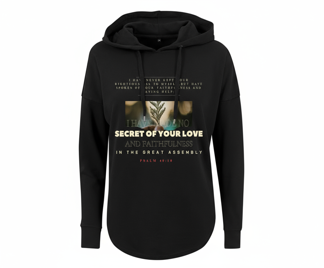 Black Ladies 's Oversized Hoodie - Psalm 40:10 Bible Verse Design