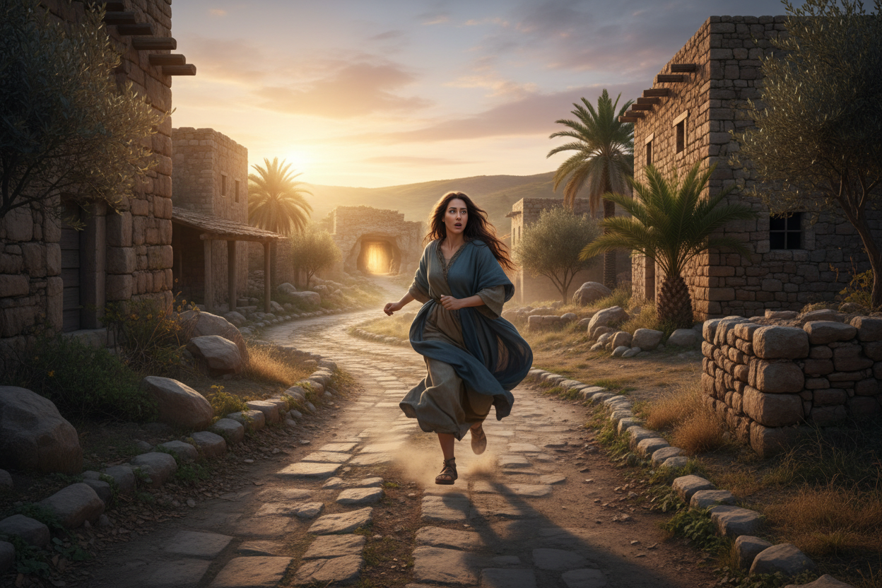 Mary Running to the Village
